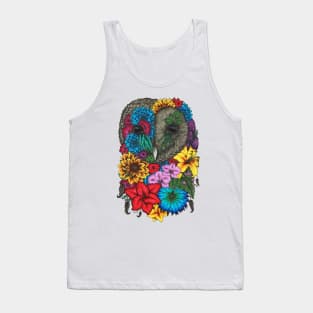 Floral Owl Color White Background Tank Top